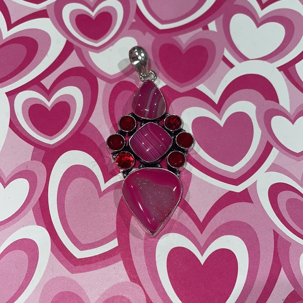 Druzy Quartz & Garnet Pendant